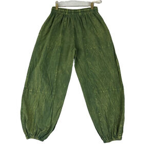 Rhea Joggers Women's Size Small Green Acid Wash Harem Style Drawstring Cuffed